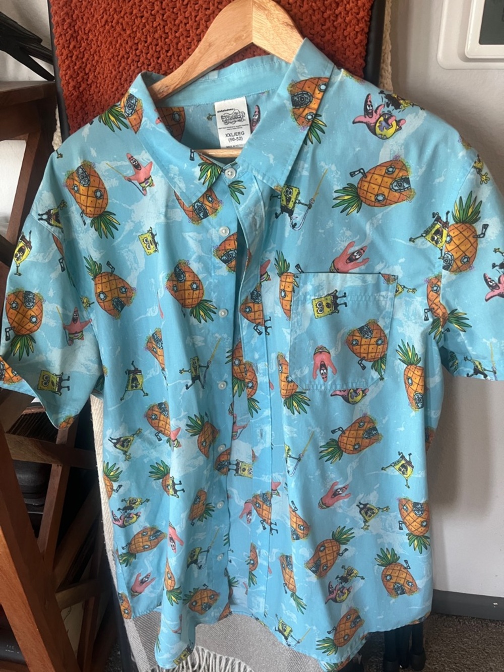 Nickelodeon SpongeBob SquarePants Sky Blue Pineapple & Patrick Camp Shirt